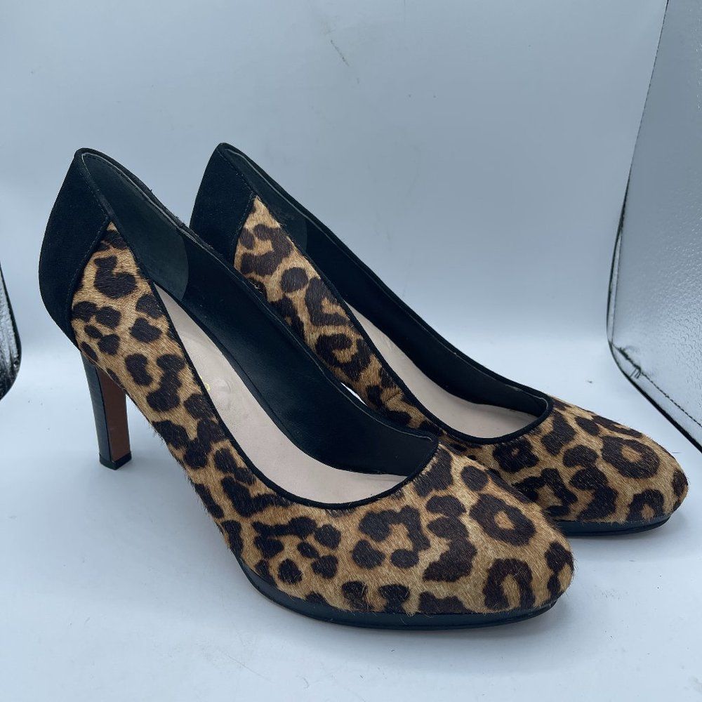 Franco Sarto leopard print calf hair Leather heels 8.5